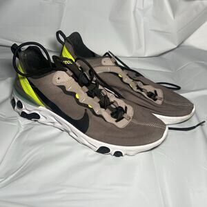 Nike React Element 55 ‘Pumice’ Volt Green Black Running Shoes BQ6166-201 Sz 10.5